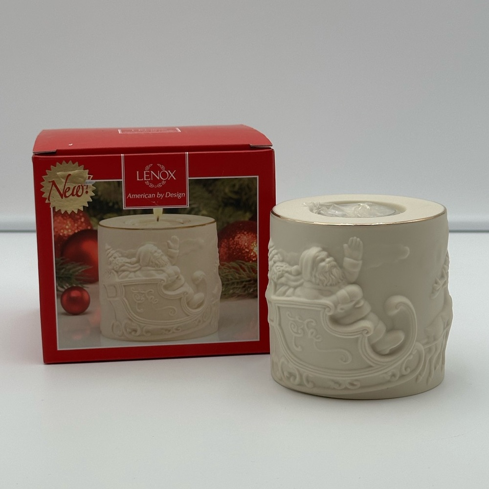 Lenox Holiday Candle Holder Santa's Radiant Light Ornamental Votive Tealight